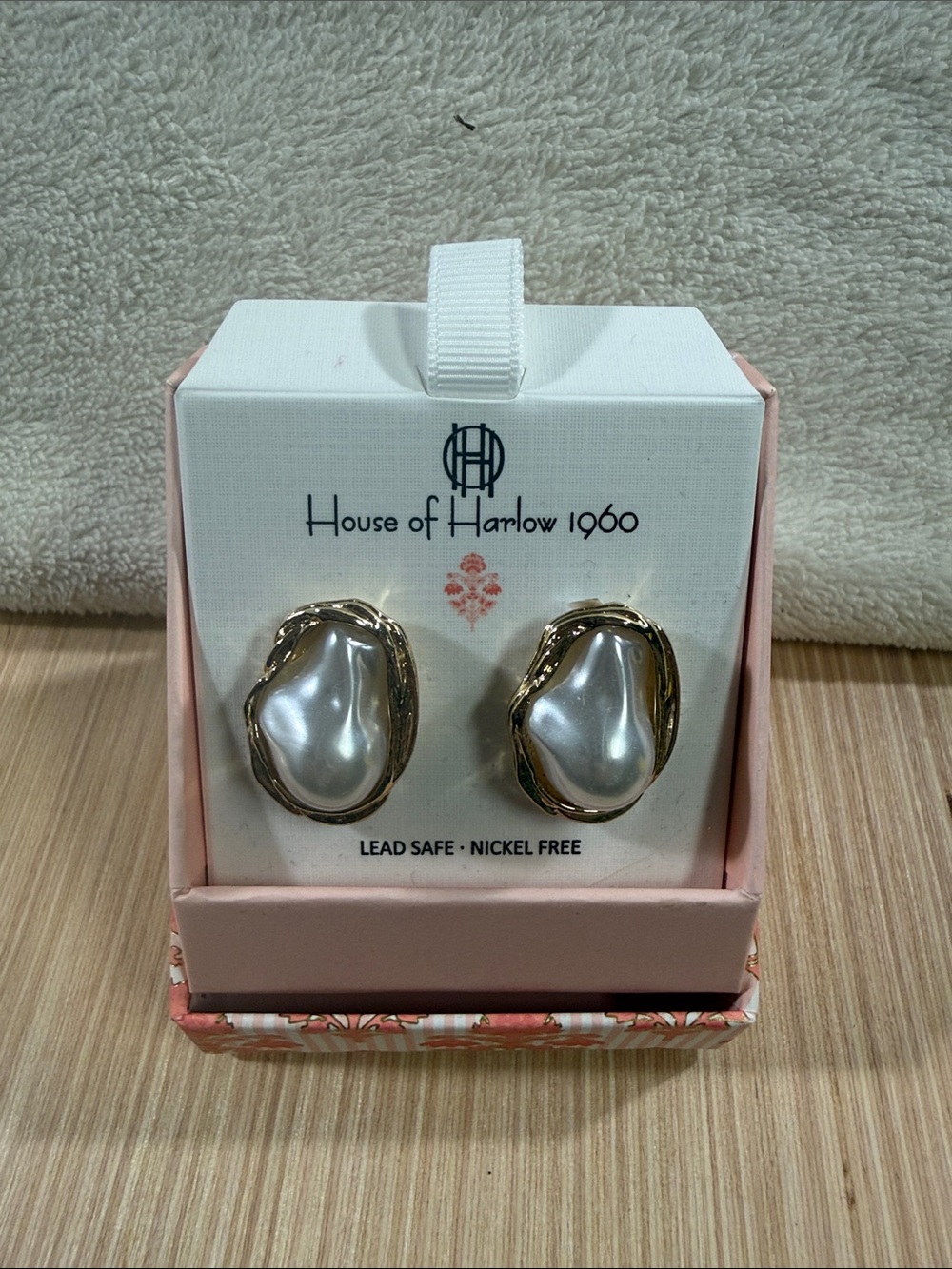 House of Harlow 1960 Gold and White Pearl-Effect Earrings